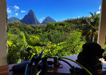 Pitons View from my room desk